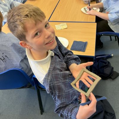 Children working with clay